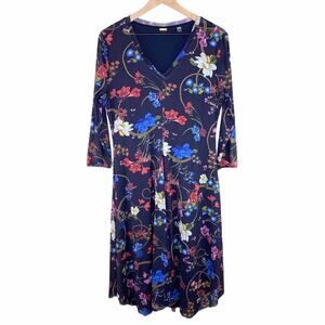 T Tahari Women’s Stretch Fit & Flare Floral Asymmetrical Hem Dress Size 14